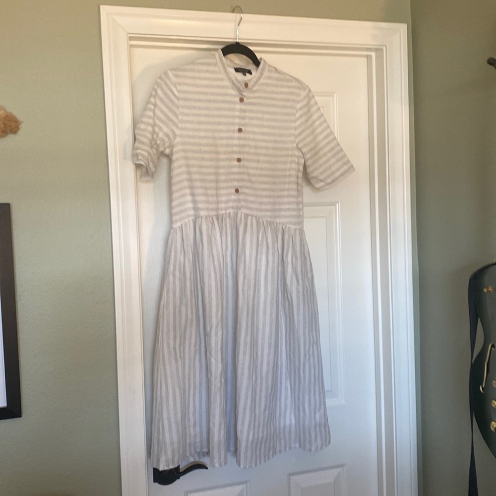 ROOLEE size SX grey and white striped sun dress